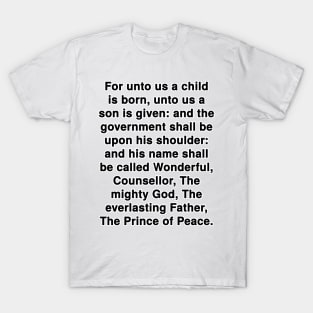 Isaiah 9:6  KJV Bible Verse Typography T-Shirt